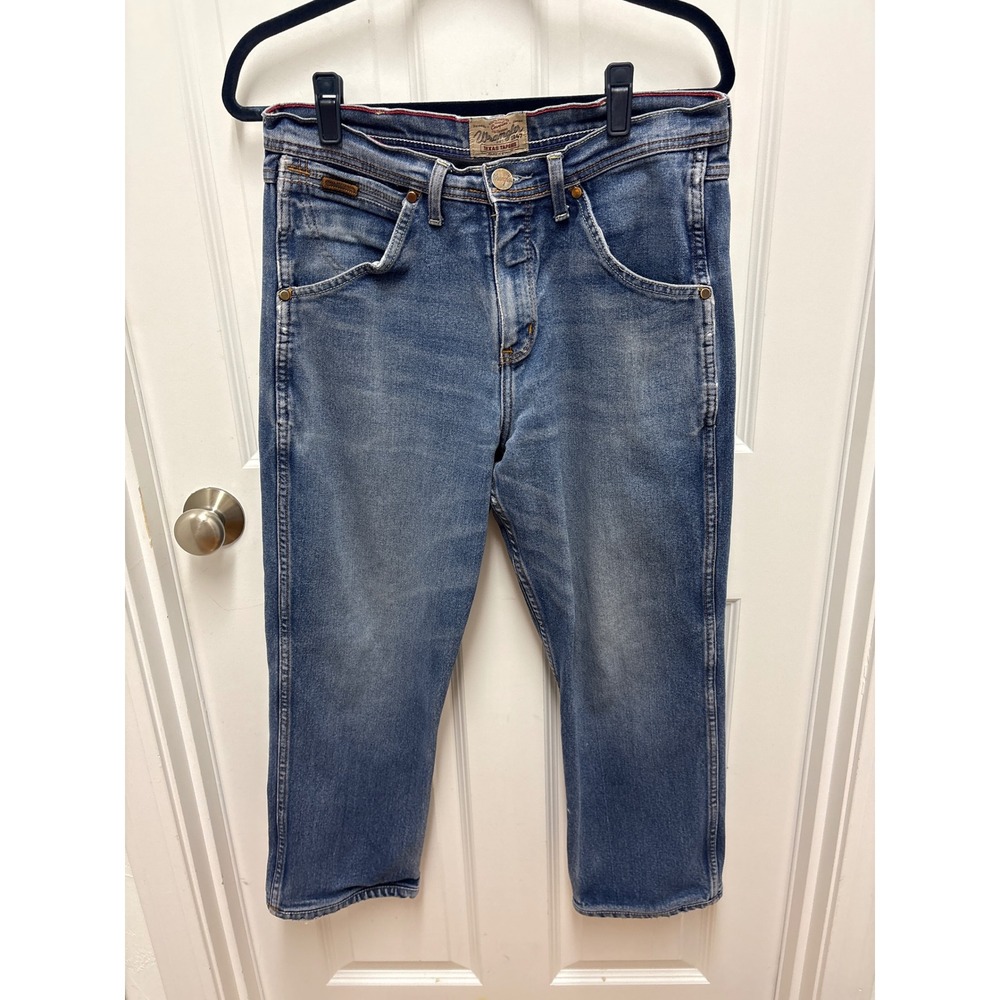 Wrangler Texas Tapered Blue Denim Jeans Mens 33 Medium Wash Mid Rise